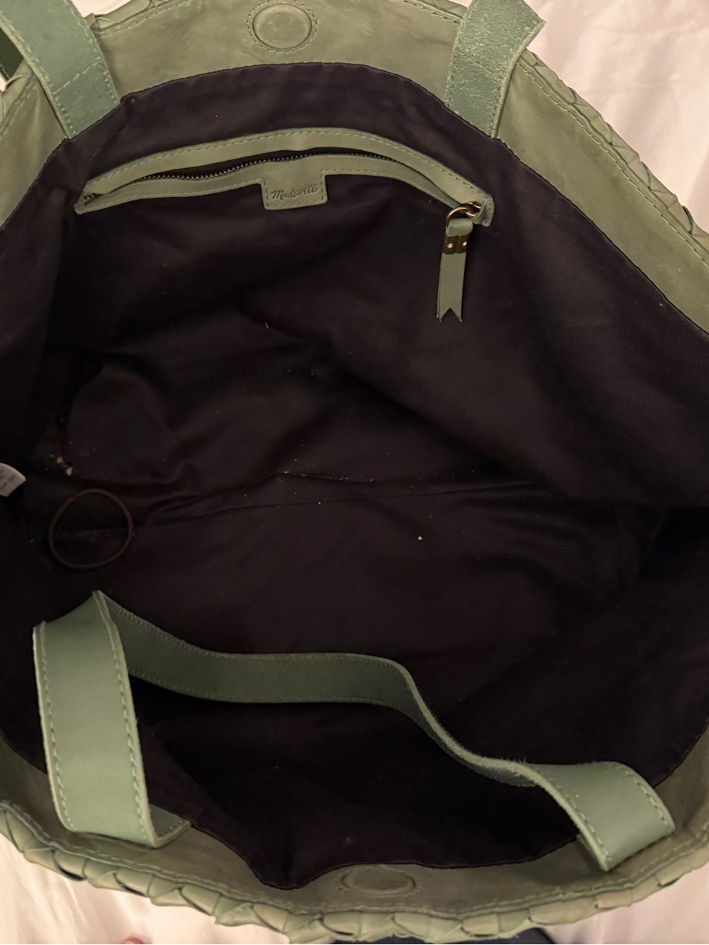 Madewell Large Woven Leather Tote Bag (Sweet Basil) - Picture 5 of 9